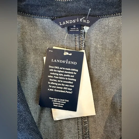 Land’s End Double Breasted fitted denim blazer jacket new without tags size 14 - Picture 10 of 15